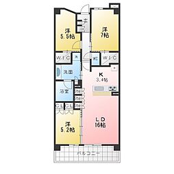 パークホームズLaLa名古屋みなとアクルスシーズンズ 3LDKの間取図画像
