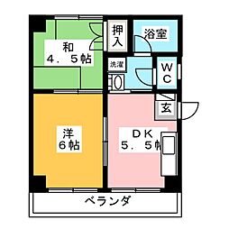 アムール正徳 2DKの間取図画像