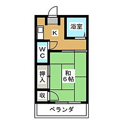 ライフ港陽 1Kの間取図画像