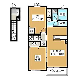 カサカンパーナ2 2LDKの間取図画像