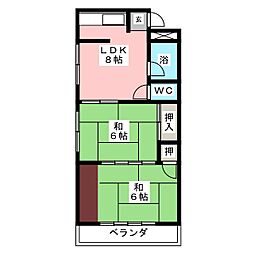 一社相互ビル 2DKの間取図画像