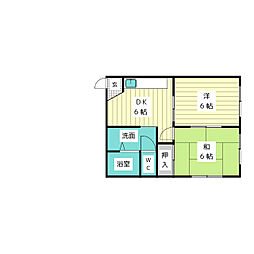 高針ハイツ 2DKの間取図画像