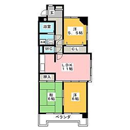 グランドハイリス上社 3LDKの間取図画像