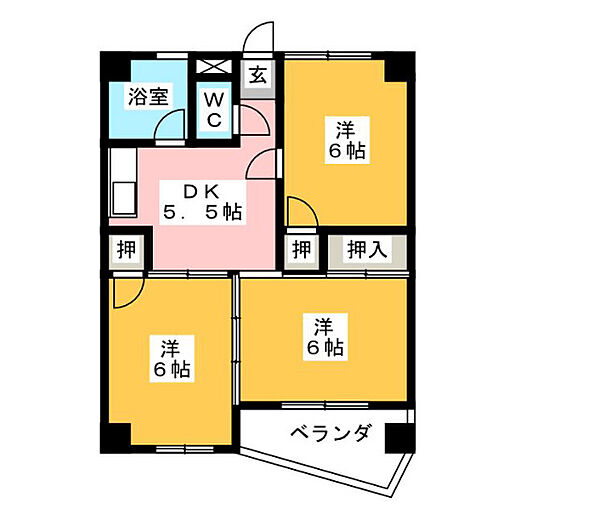 Ｌａ．Ｐｒｉｍａｖｅｒａ（ラ．プリマヴェーラ） ｜愛知県名古屋市千種区新西１丁目(賃貸マンション3DK・2階・46.40㎡)の写真 その2