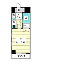 ラフィーネ新宿 1Kの間取図画像