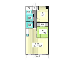 高針中央マンション 2LDKの間取図画像