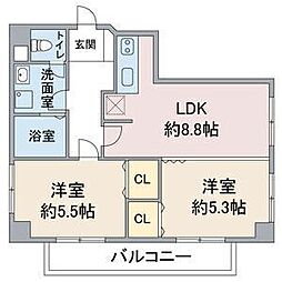 WISTERIA社台　L.H 3階2LDKの間取り