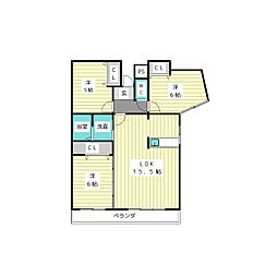 スカイライフ新宿 3LDKの間取図画像