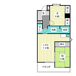 シャンポール幹2 2LDKの間取図画像