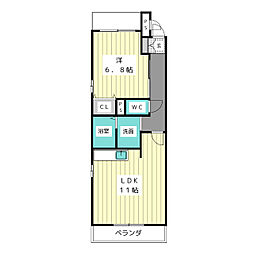 フロレアーレ香流 4階1LDKの間取り