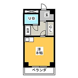 ザ・ヒルズ1 ワンルームの間取図画像