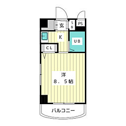 ジョイフル社台 1階ワンルームの間取り