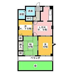 フォレスト高間 3DKの間取図画像