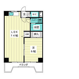 五反田ハイツ 1LDKの間取図画像