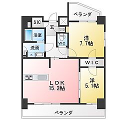 名古屋市名東区貴船1丁目マンション 2LDKの間取図画像
