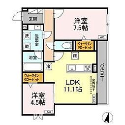 アメニティコート 2LDKの間取図画像