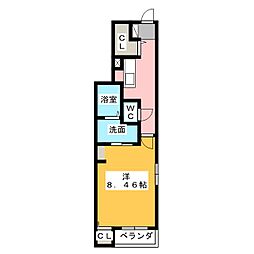 サマーフィールド 1Kの間取図画像
