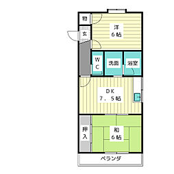 ムーニー新宿 2DKの間取図画像