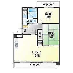 ヴィラサンシャイン 2LDKの間取図画像
