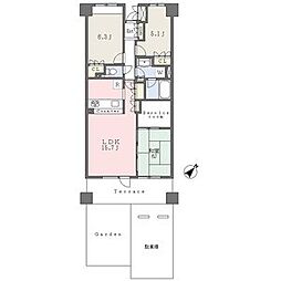 よもぎ台パーク・ホームズ 3LDKの間取図画像