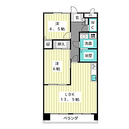 エスポワール香流 2LDKの間取図画像