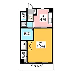 ビューティ武田 1Kの間取図画像