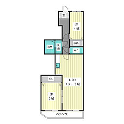 パルナスよもぎ台 2LDKの間取図画像