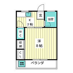 ビューハイツ高城 1Kの間取図画像
