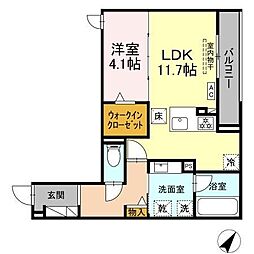 D-SOLIS一社 1LDKの間取図画像