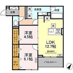 D-SOLIS一社 2LDKの間取図画像
