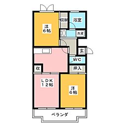 共栄ハイツ 2LDKの間取図画像