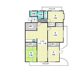 サンリバーK 4SLDKの間取図画像