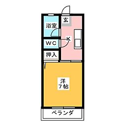 スクエア貴船2 1Kの間取図画像