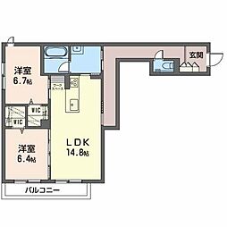 アクイール一社 2LDKの間取図画像