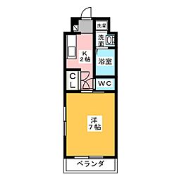 ボンヌ・シャンス 1Kの間取図画像