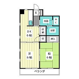 グリーンリモーネ上社 2DKの間取図画像