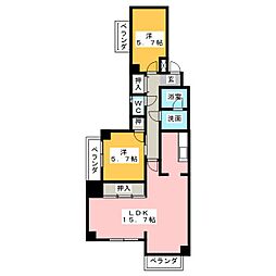 パーク・ノヴァ藤ヶ丘南 2LDKの間取図画像
