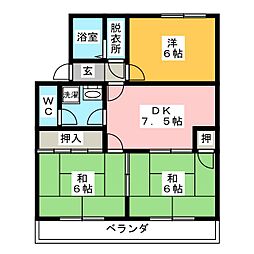 大橋ビル 2階3DKの間取り