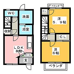 ブランシェ平池 2LDKの間取図画像