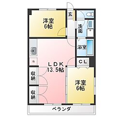 第2エトワール 2LDKの間取図画像