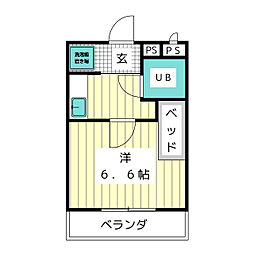 エイトハイムムサシ 2階1Kの間取り