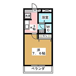 グリーンハイム 1Kの間取図画像
