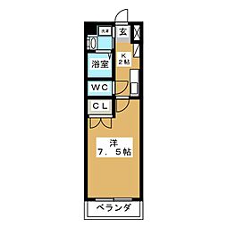 アールズコート富が丘 1Kの間取図画像