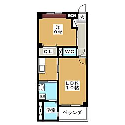 ピュール・レフィナード 1LDKの間取図画像