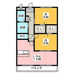 ウィステリア弐番館 2LDKの間取図画像