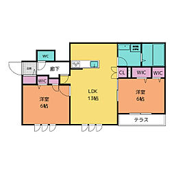CASA ANNABEL W棟 2LDKの間取図画像