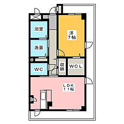 ソレイユ竹の山 1LDKの間取図画像