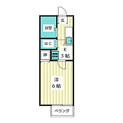 あすなろハウス 1Kの間取図画像