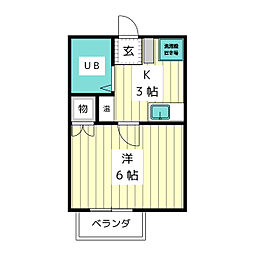 ブラウンズ 1Kの間取図画像