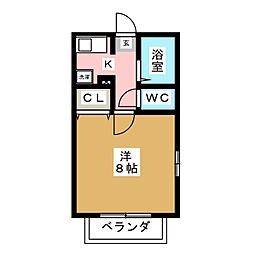 アバンサール 1Kの間取図画像